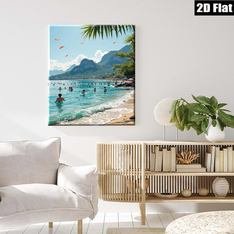 2D flat 1pc Brazil beach scene vibrant coastal waters perfect for living room bedroom gallery wall modern farmhouse decor