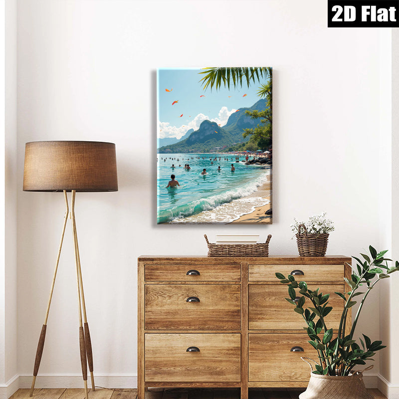 2D flat 1pc Brazil beach scene vibrant coastal waters perfect for living room bedroom gallery wall modern farmhouse decor