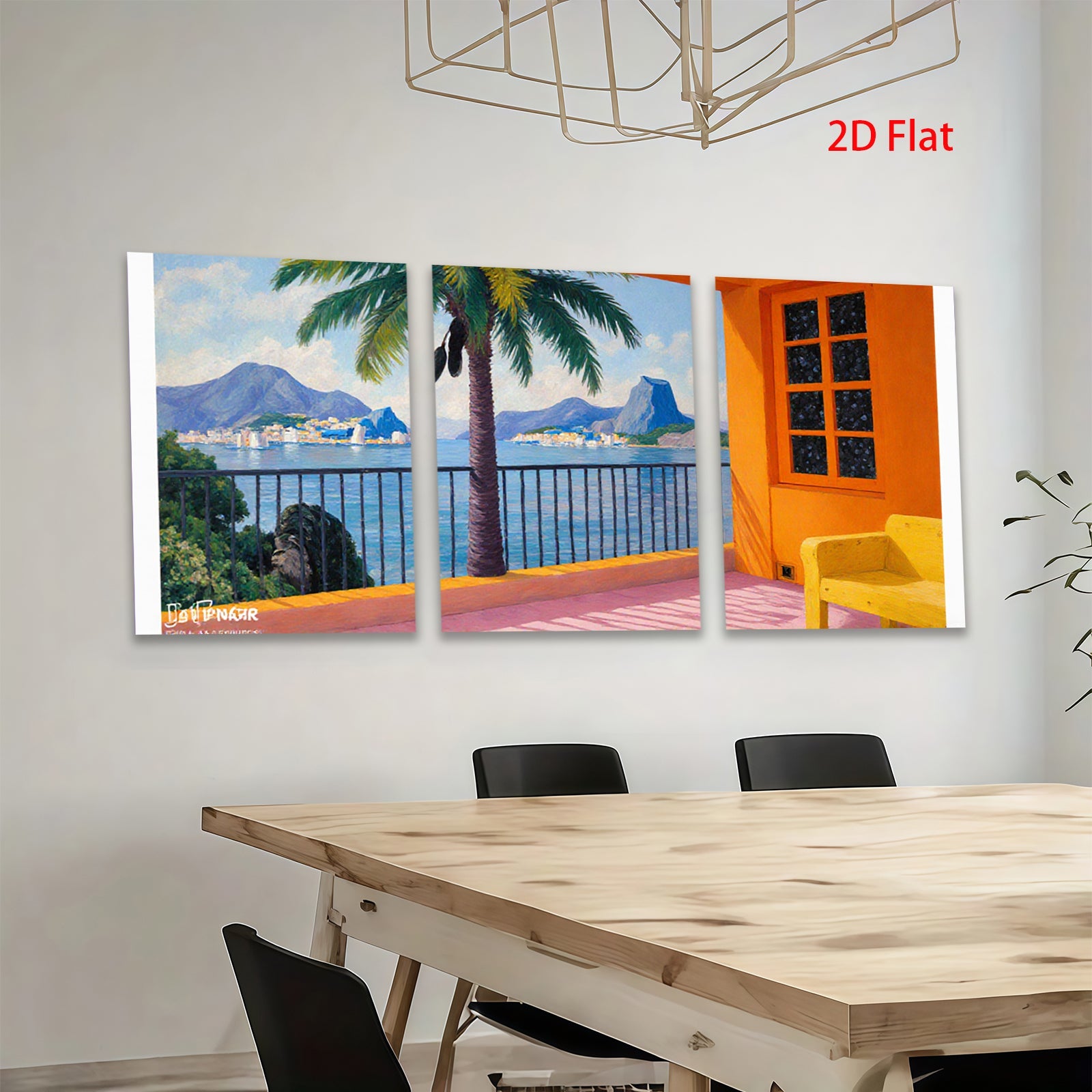 2D flat 1pc Brazilian Rio de Janeiro coastal view vibrant wall art living room bedroom decor farmhouse style modern minimalist gallery wrapped canvas prints