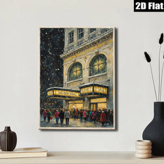 2D flat 1pc Broadway Theater Night Scene Cityscape Wall Art Living Room Bedroom Decor Gallery Wrapped Canvas Prints Modern Farmhouse Style