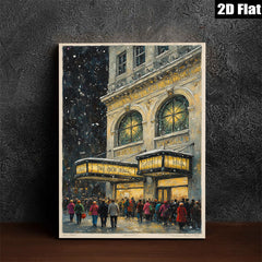 2D flat 1pc Broadway Theater Night Scene Cityscape Wall Art Living Room Bedroom Decor Gallery Wrapped Canvas Prints Modern Farmhouse Style
