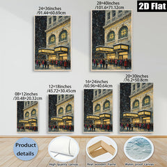 2D flat 1pc Broadway Theater Night Scene Cityscape Wall Art Living Room Bedroom Decor Gallery Wrapped Canvas Prints Modern Farmhouse Style