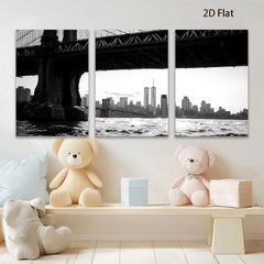 2D flat 1pc Brooklyn Bridge cityscape New York harbor view modern wall decor living room bedroom office art prints canvas paintings farmhouse style