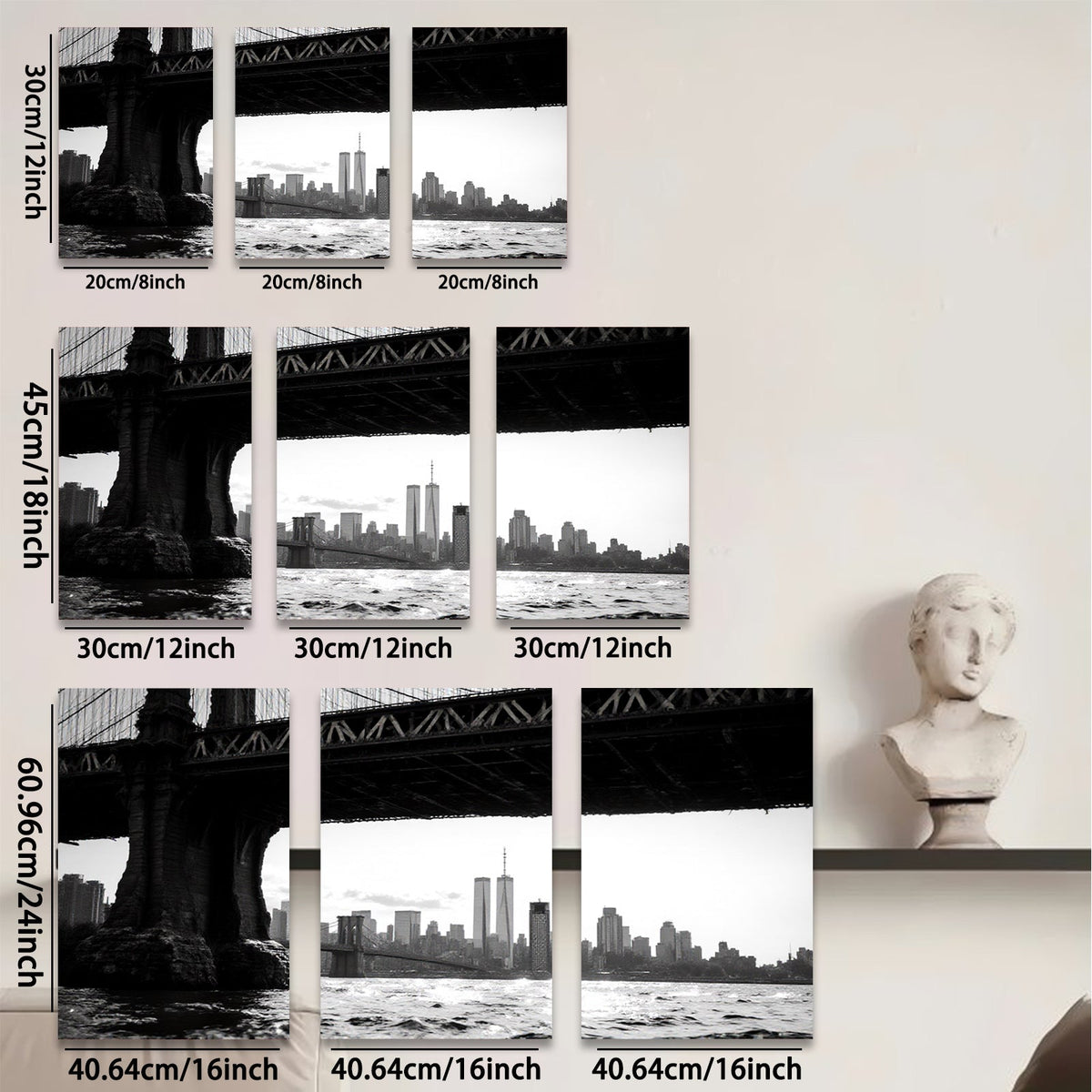 2D flat 1pc Brooklyn Bridge cityscape New York harbor view modern wall decor living room bedroom office art prints canvas paintings farmhouse style
