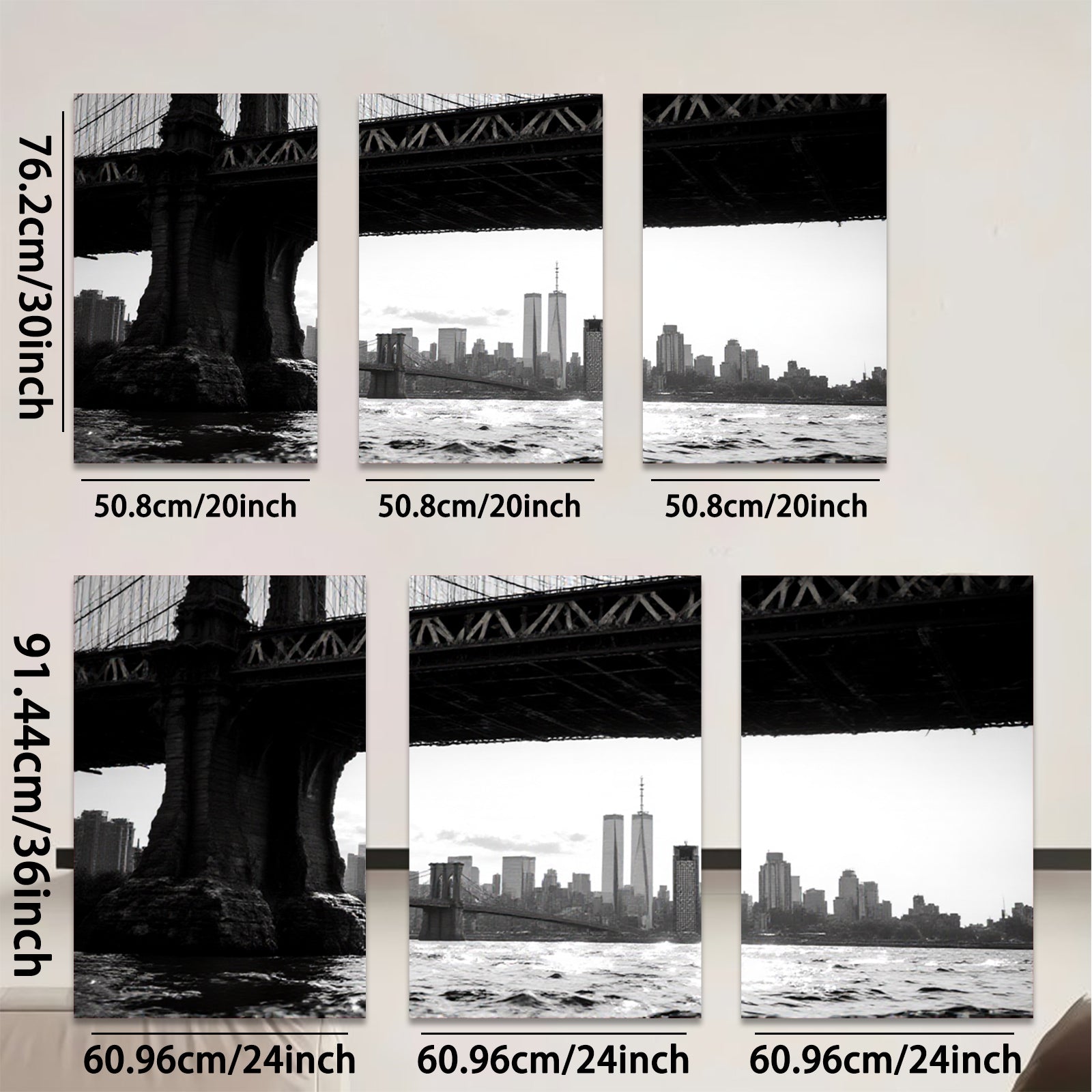 2D flat 1pc Brooklyn Bridge cityscape New York harbor view modern wall decor living room bedroom office art prints canvas paintings farmhouse style