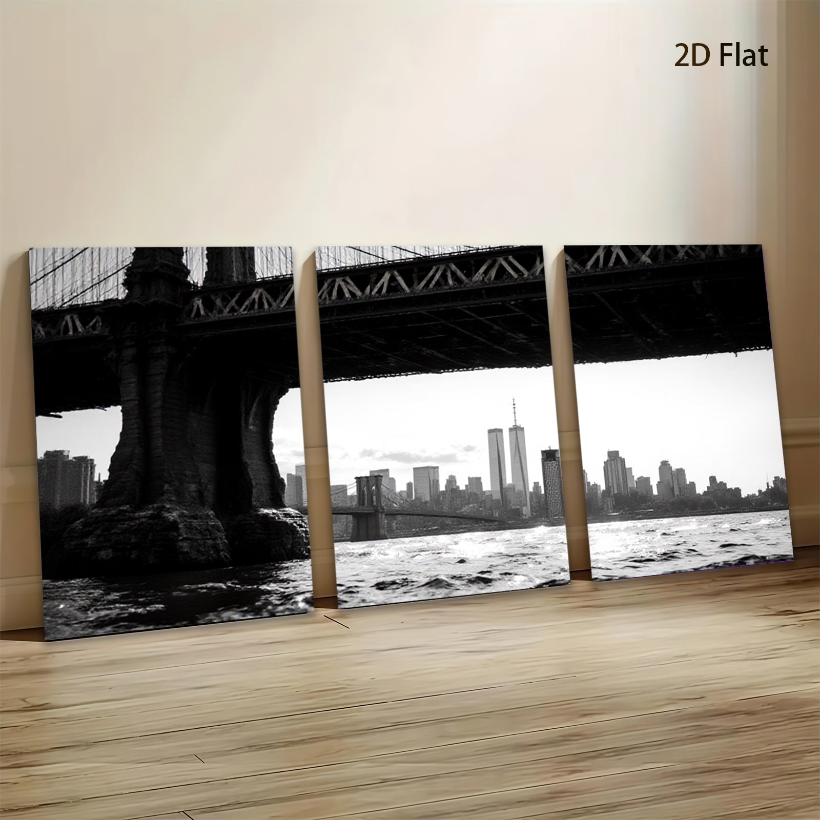 2D flat 1pc Brooklyn Bridge cityscape New York harbor view modern wall decor living room bedroom office art prints canvas paintings farmhouse style