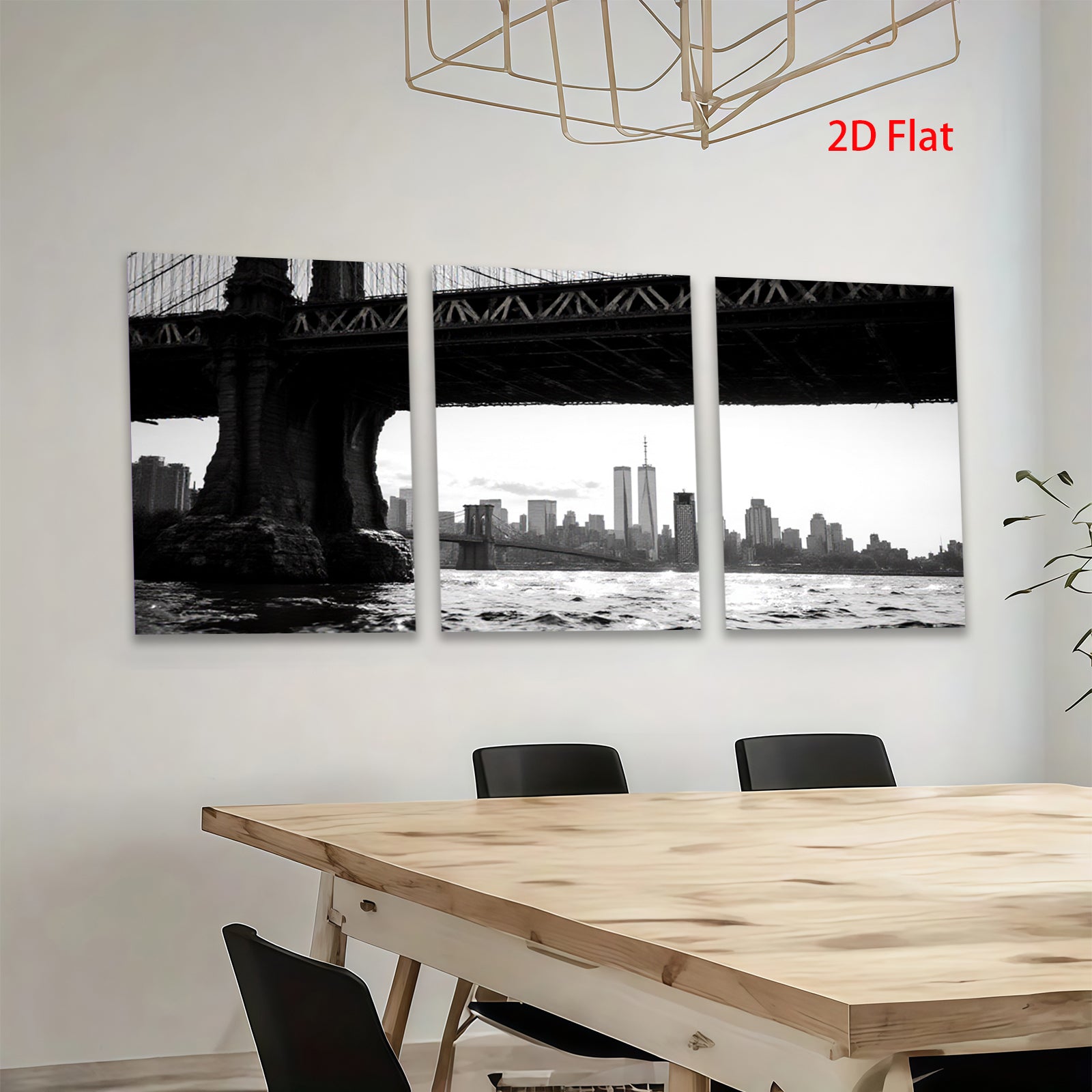 2D flat 1pc Brooklyn Bridge cityscape New York harbor view modern wall decor living room bedroom office art prints canvas paintings farmhouse style