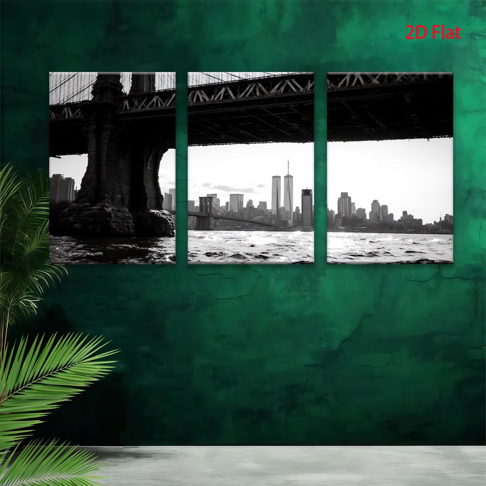 2D flat 1pc Brooklyn Bridge cityscape New York harbor view modern wall decor living room bedroom office art prints canvas paintings farmhouse style