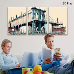 2D flat 1pc Brooklyn Bridge cityscape wall art modern farmhouse living room bedroom decor gallery wrapped canvas prints inspirational home accents