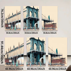 2D flat 1pc Brooklyn Bridge cityscape wall art modern farmhouse living room bedroom decor gallery wrapped canvas prints inspirational home accents