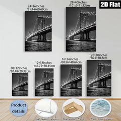 2D flat 1pc Brooklyn Bridge night skyline city view wall decor for living room bedroom office modern farmhouse style canvas prints large size cozy vibe