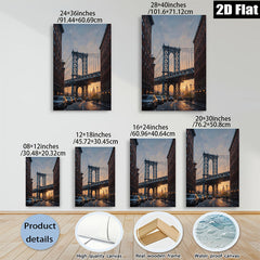 2D flat 1pc Brooklyn Bridge street scene New York City skyline wall art home decor living room bedroom modern farmhouse gallery wrapped canvas prints