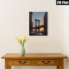 2D flat 1pc Brooklyn Bridge street scene New York City skyline wall art home decor living room bedroom modern farmhouse gallery wrapped canvas prints