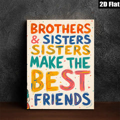 2D flat 1pc Brothers Sisters Best Friends Family Love Wall Art Decor Kids Room Playroom Nursery Modern Farmhouse Style Canvas Prints Living Room Bedroom Decor Chic Home Accents