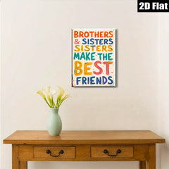2D flat 1pc Brothers Sisters Best Friends Family Love Wall Art Decor Kids Room Playroom Nursery Modern Farmhouse Style Canvas Prints Living Room Bedroom Decor Chic Home Accents