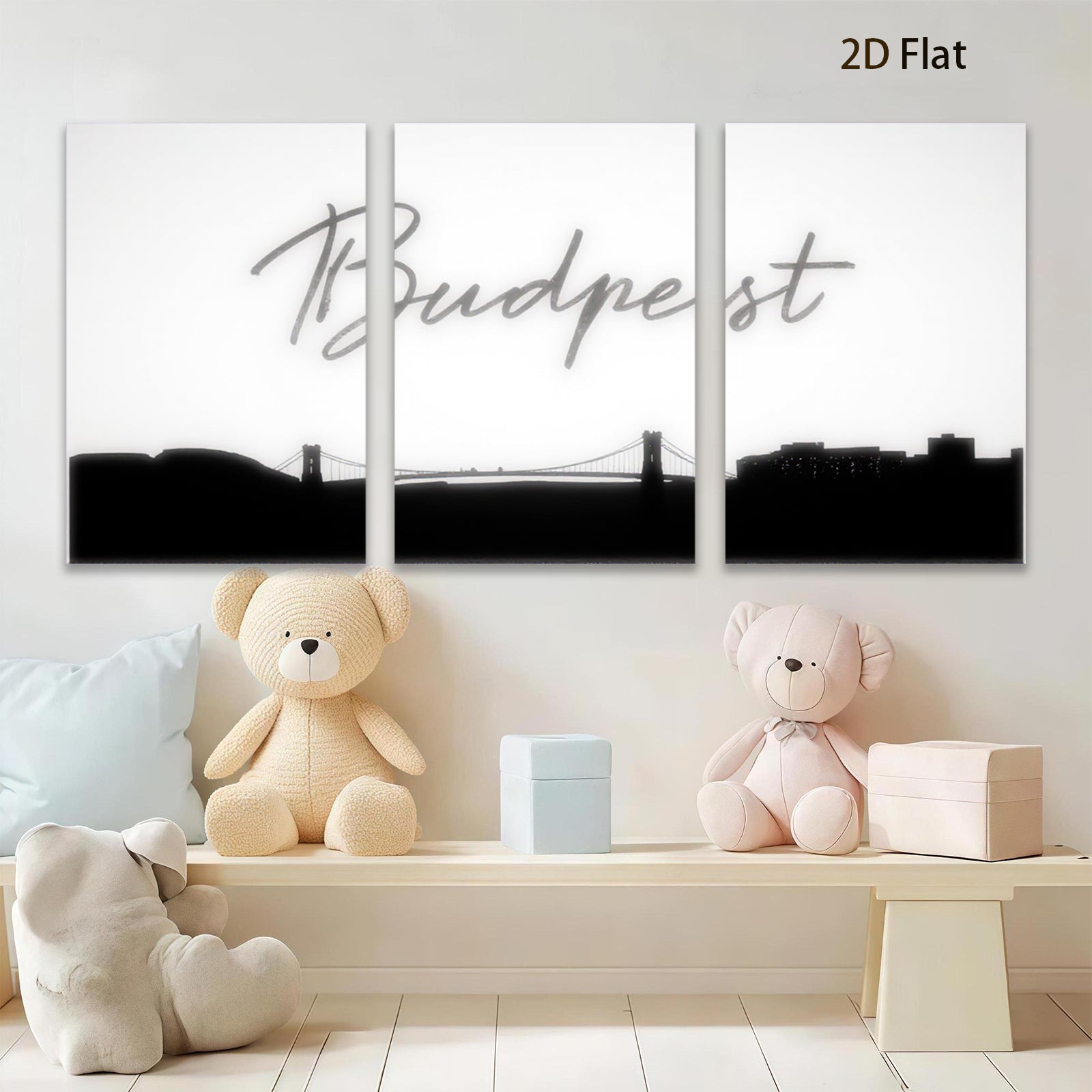 2D flat 1pc Budapest Skyline Cityscape Wall Art Decor for Living Room Bedroom Modern Farmhouse Aesthetic Gallery Wrapped Canvas Prints Home Office Decor