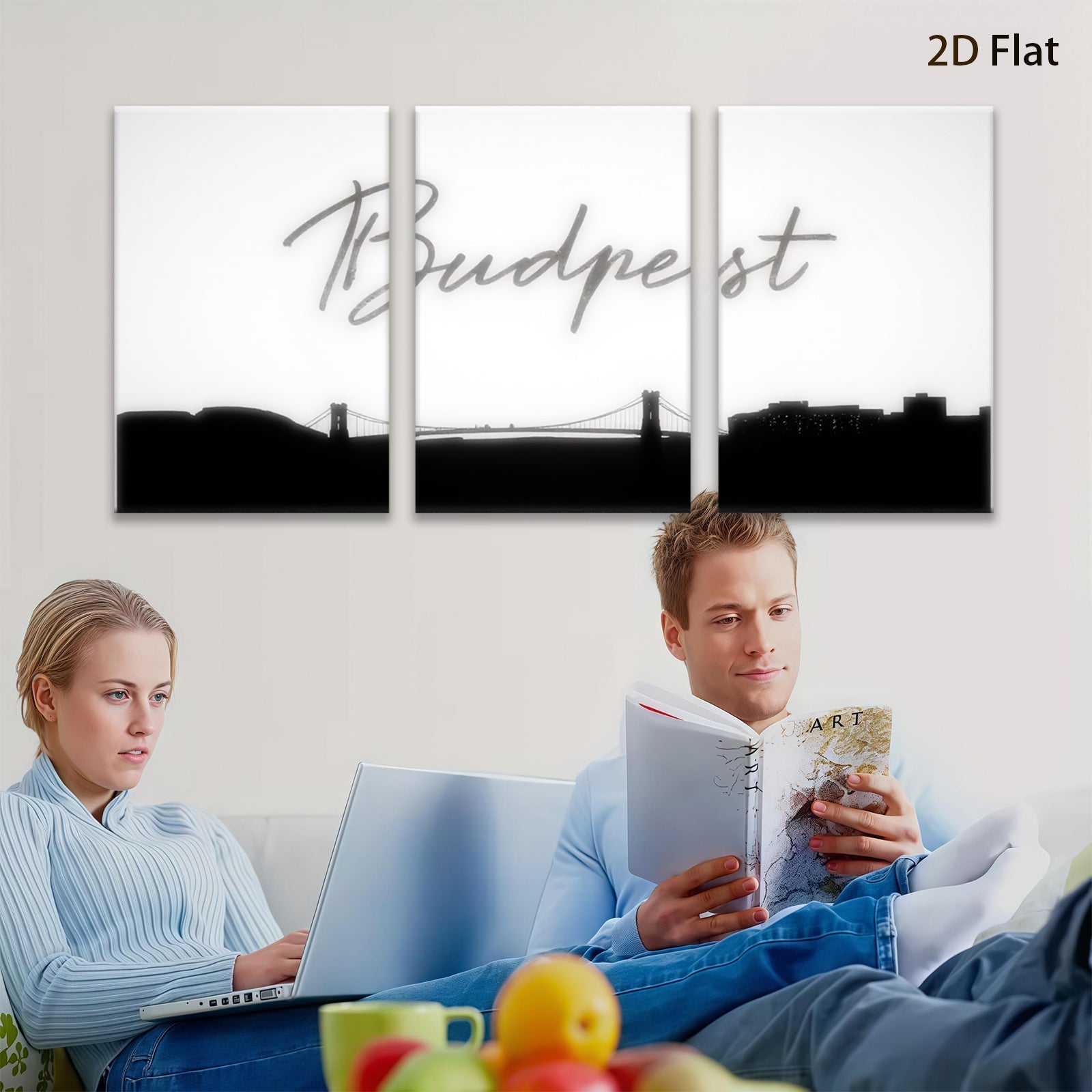 2D flat 1pc Budapest Skyline Cityscape Wall Art Decor for Living Room Bedroom Modern Farmhouse Aesthetic Gallery Wrapped Canvas Prints Home Office Decor