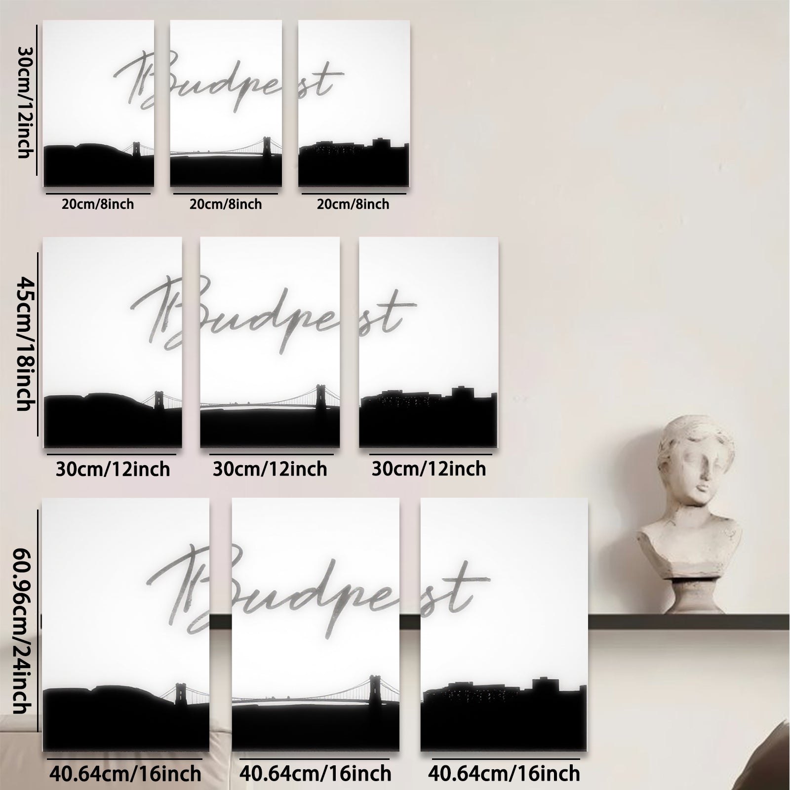 2D flat 1pc Budapest Skyline Cityscape Wall Art Decor for Living Room Bedroom Modern Farmhouse Aesthetic Gallery Wrapped Canvas Prints Home Office Decor