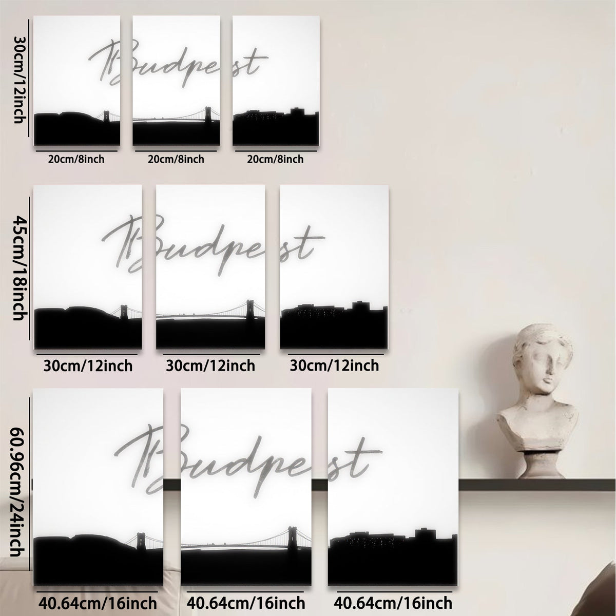 2D flat 1pc Budapest Skyline Cityscape Wall Art Decor for Living Room Bedroom Modern Farmhouse Aesthetic Gallery Wrapped Canvas Prints Home Office Decor