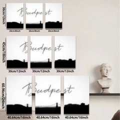 2D flat 1pc Budapest Skyline Cityscape Wall Art Decor for Living Room Bedroom Modern Farmhouse Aesthetic Gallery Wrapped Canvas Prints Home Office Decor