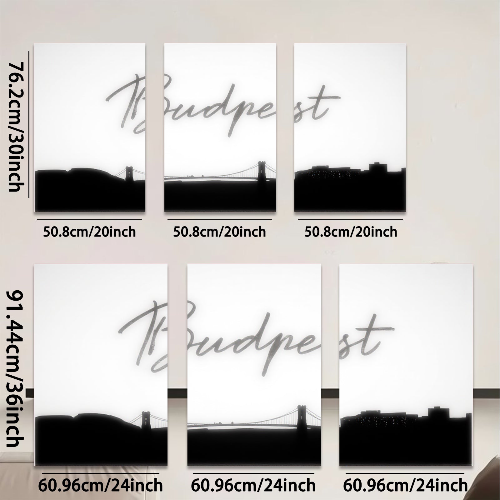 2D flat 1pc Budapest Skyline Cityscape Wall Art Decor for Living Room Bedroom Modern Farmhouse Aesthetic Gallery Wrapped Canvas Prints Home Office Decor