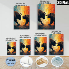 2D flat 1pc Bull versus Bear Wall Art Canvas Prints for Living Room Bedroom Office Decor Modern Farmhouse Style Inspirational Artwork Gallery Wrapped Ready to Hang
