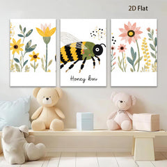 2D flat 1pc Bumblebee Floral Garden Wall Art Decor Living Room Bedroom Home Decor Botanical Prints Farmhouse Style Gallery Wrapped Canvas Prints