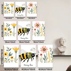 2D flat 1pc Bumblebee Floral Garden Wall Art Decor Living Room Bedroom Home Decor Botanical Prints Farmhouse Style Gallery Wrapped Canvas Prints