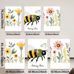 2D flat 1pc Bumblebee Floral Garden Wall Art Decor Living Room Bedroom Home Decor Botanical Prints Farmhouse Style Gallery Wrapped Canvas Prints
