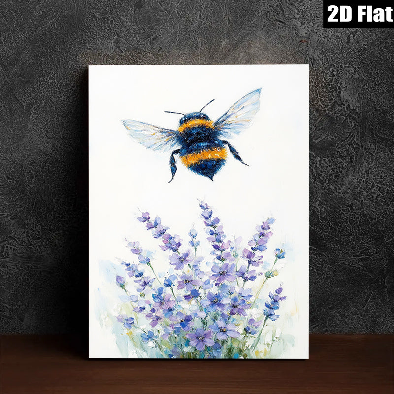 2D flat 1pc Bumblebee Lavender Field Wall Art Botanical Prints Farmhouse Decor Living Room Bedroom Gallery Wrapped Canvas Prints Ready to Hang