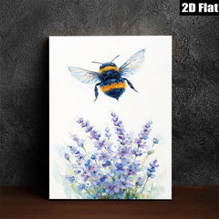 2D flat 1pc Bumblebee Lavender Field Wall Art Botanical Prints Farmhouse Decor Living Room Bedroom Gallery Wrapped Canvas Prints Ready to Hang