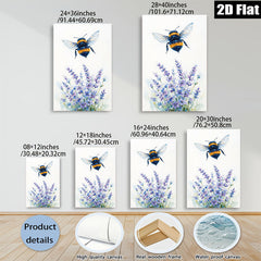 2D flat 1pc Bumblebee Lavender Field Wall Art Botanical Prints Farmhouse Decor Living Room Bedroom Gallery Wrapped Canvas Prints Ready to Hang
