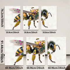 2D flat 1pc Bumblebee with Floral Crown Botanical Wall Art Living Room Bedroom Decor Gallery Wrapped Canvas Prints for Home Office Modern Farmhouse Style
