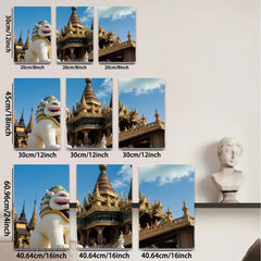 2D flat 1pc Burmese temple lion guardian wall art for living room bedroom home decor farmhouse style modern minimalist gallery wrapped canvas prints
