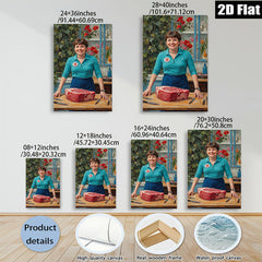 2D flat 1pc Butcher’s Wife Preparing Prime Rib Kitchen Wall Decor Farmhouse Style Dining Room Gallery Wrapped Canvas Print Modern Rustic Home Accents