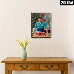 2D flat 1pc Butcher’s Wife Preparing Prime Rib Kitchen Wall Decor Farmhouse Style Dining Room Gallery Wrapped Canvas Print Modern Rustic Home Accents