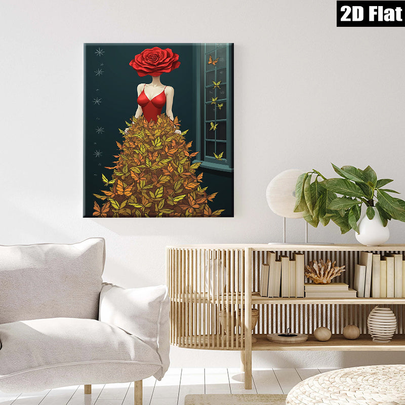 2D flat 1pc Butterfly Floral Woman Portrait Wall Art Decor Living Room Bedroom Modern Farmhouse Canvas Prints Cozy Aesthetic Home D��cor