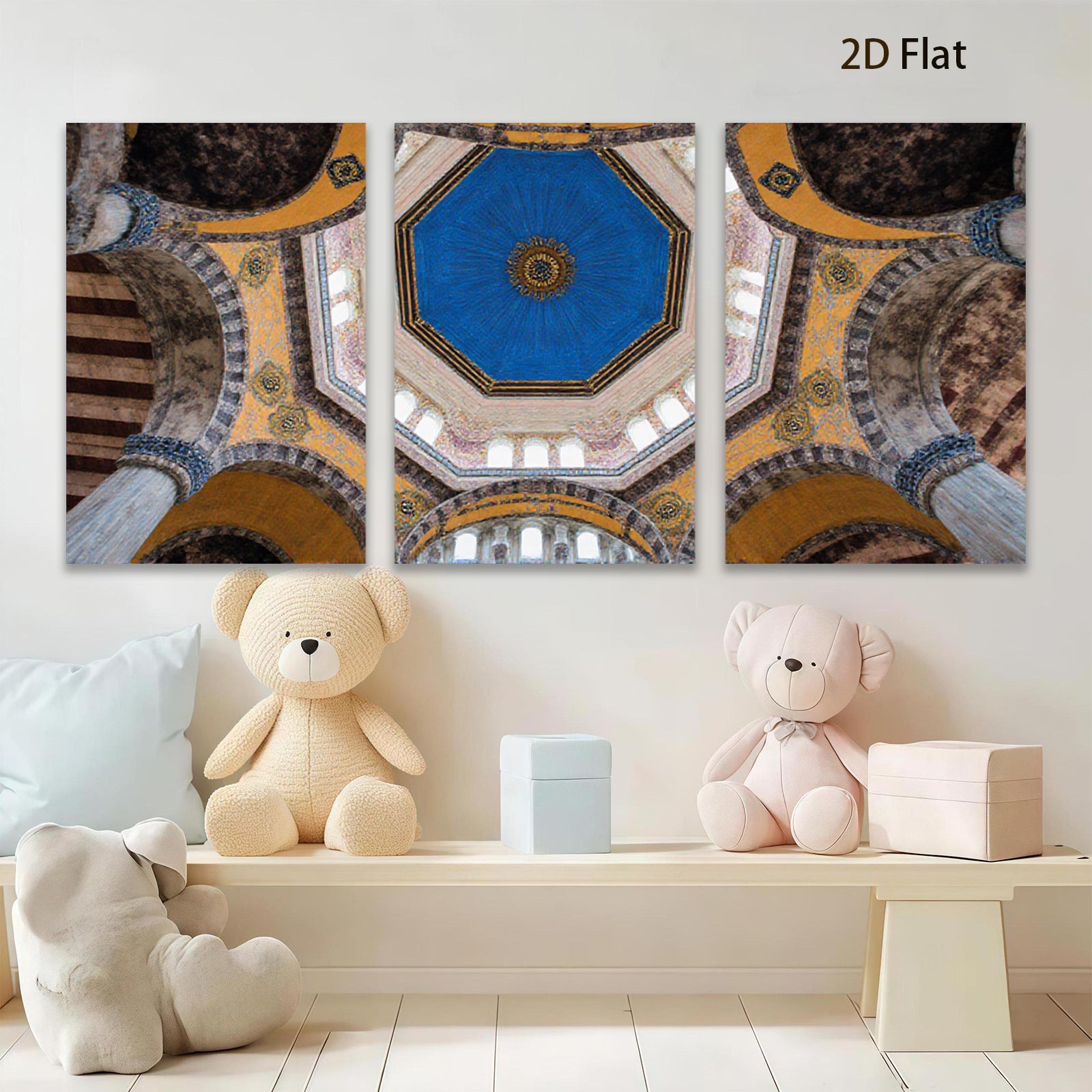 2D flat 1pc Byzantine Architecture Interior Stunning Ceiling Detail Gallery Wrapped Canvas Wall Art Living Room Bedroom Home Decor Modern Farmhouse Coastal Chic