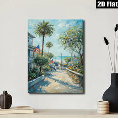 2D flat 1pc California Coastal Street View Ocean Breeze Beach Home Decor Living Room Bedroom Wall Art Modern Farmhouse Rustic Chic