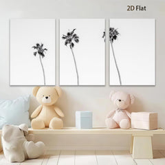 2D flat 1pc California Palm Trees Coastal Beach Wall Art Living Room Bedroom Decor Modern Farmhouse Aesthetic Gallery Wrapped Canvas Print Teal Blue Gray