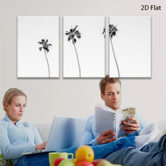 2D flat 1pc California Palm Trees Coastal Beach Wall Art Living Room Bedroom Decor Modern Farmhouse Aesthetic Gallery Wrapped Canvas Print Teal Blue Gray