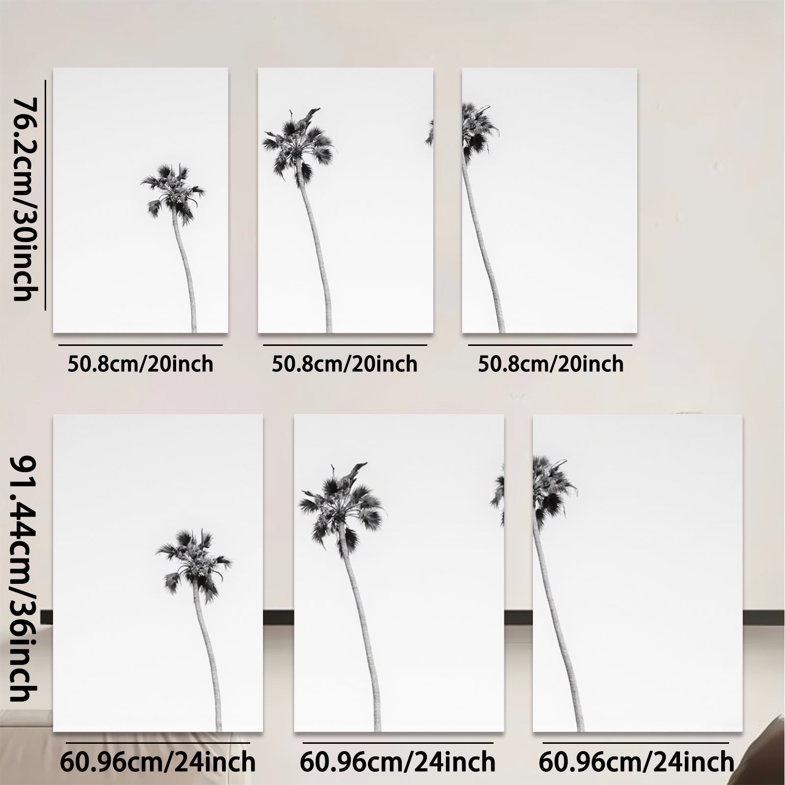 2D flat 1pc California Palm Trees Coastal Beach Wall Art Living Room Bedroom Decor Modern Farmhouse Aesthetic Gallery Wrapped Canvas Print Teal Blue Gray