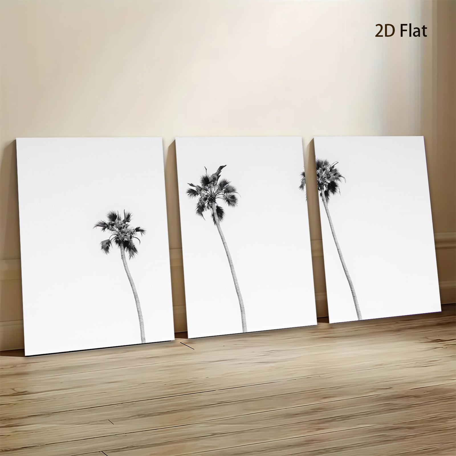 2D flat 1pc California Palm Trees Coastal Beach Wall Art Living Room Bedroom Decor Modern Farmhouse Aesthetic Gallery Wrapped Canvas Print Teal Blue Gray