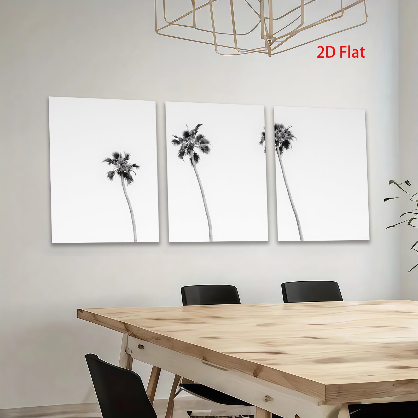 2D flat 1pc California Palm Trees Coastal Beach Wall Art Living Room Bedroom Decor Modern Farmhouse Aesthetic Gallery Wrapped Canvas Print Teal Blue Gray
