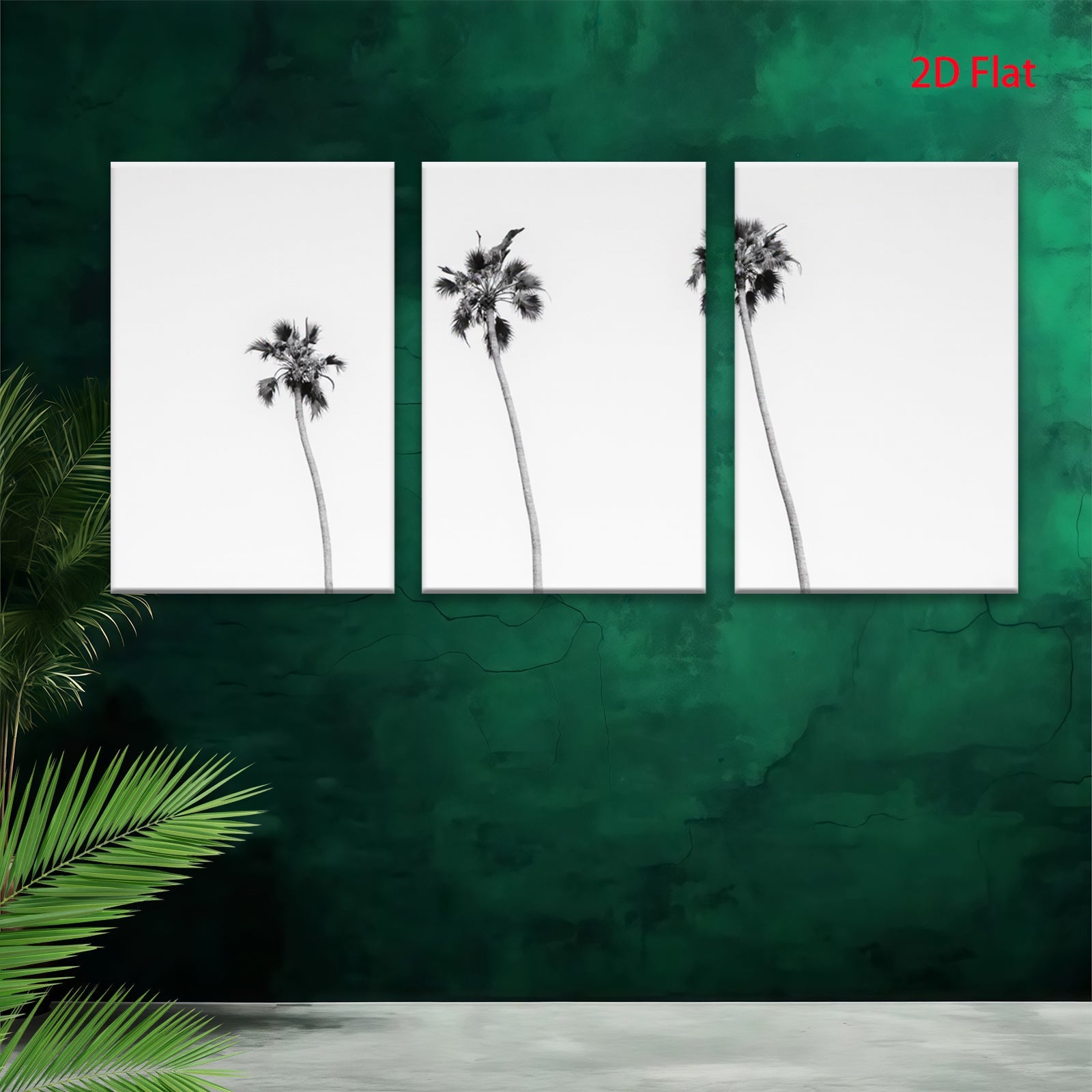 2D flat 1pc California Palm Trees Coastal Beach Wall Art Living Room Bedroom Decor Modern Farmhouse Aesthetic Gallery Wrapped Canvas Print Teal Blue Gray