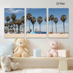 2D flat 1pc California beach palm trees vibrant coastal scenery living room bedroom decor farmhouse wall art modern minimalist style