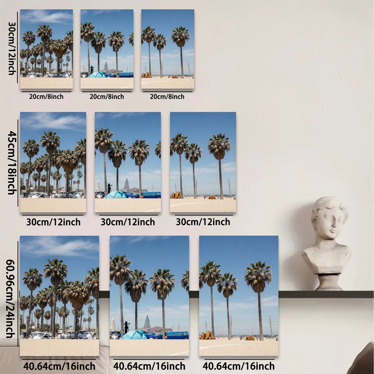 2D flat 1pc California beach palm trees vibrant coastal scenery living room bedroom decor farmhouse wall art modern minimalist style