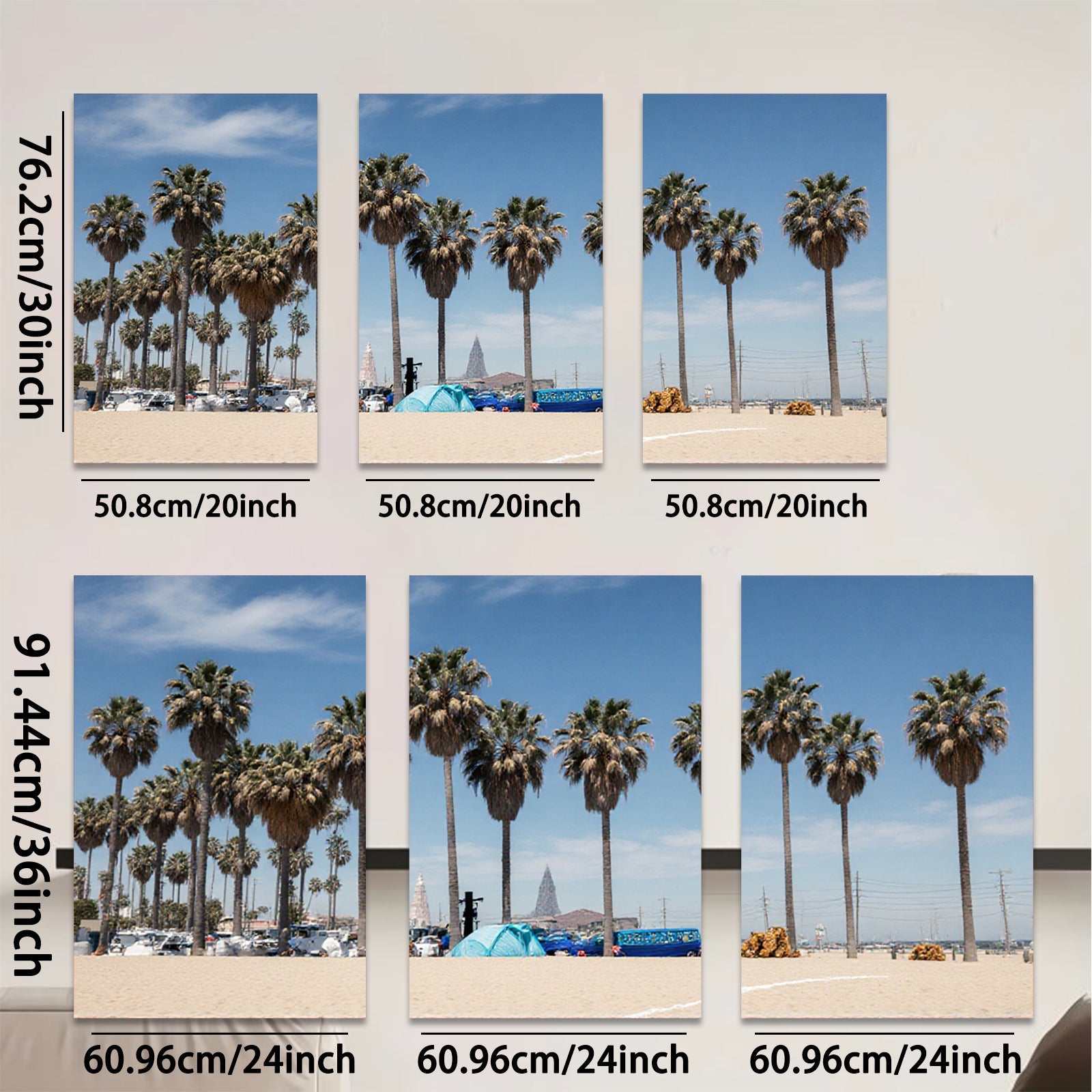 2D flat 1pc California beach palm trees vibrant coastal scenery living room bedroom decor farmhouse wall art modern minimalist style