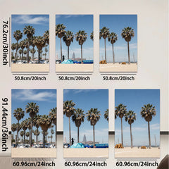 2D flat 1pc California beach palm trees vibrant coastal scenery living room bedroom decor farmhouse wall art modern minimalist style