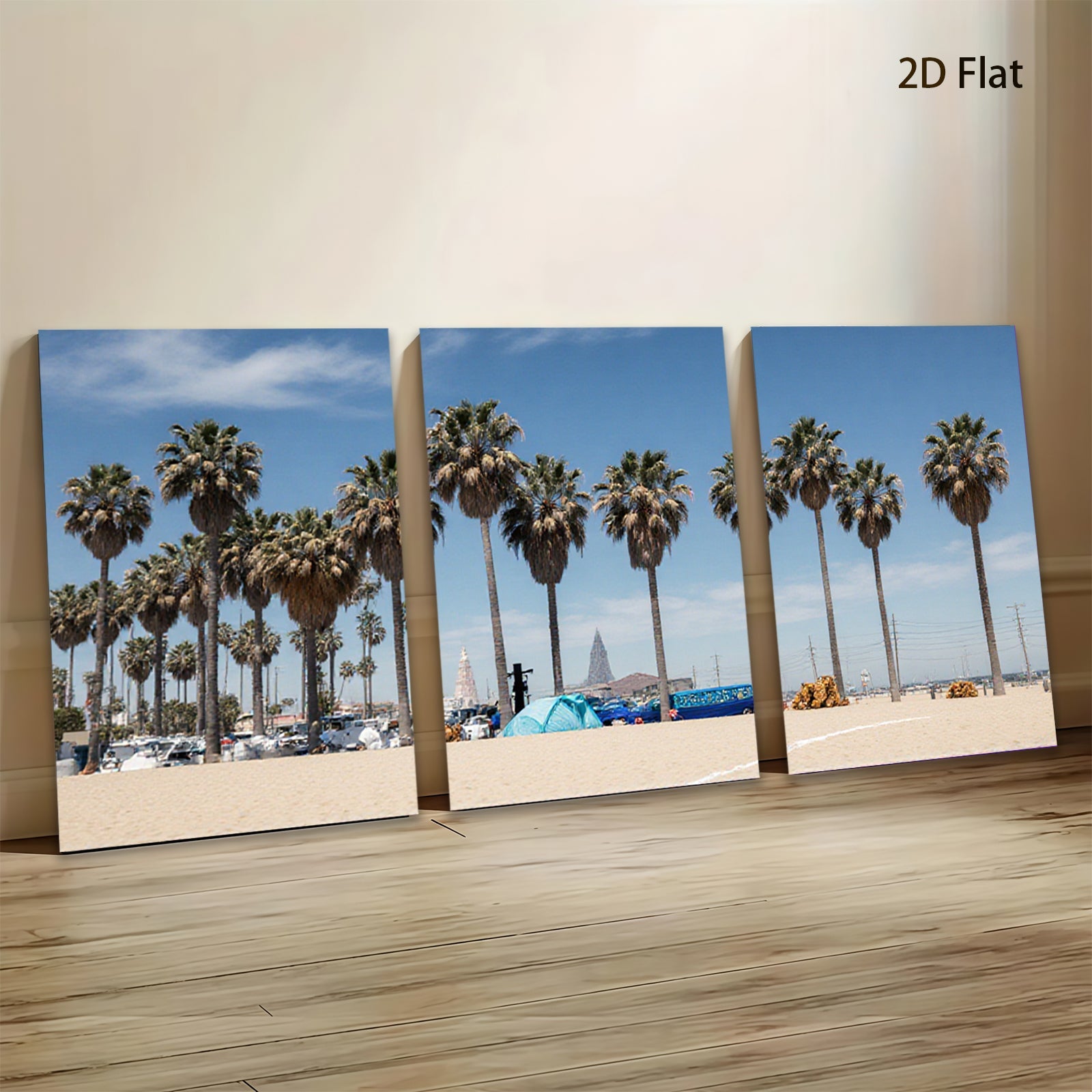 2D flat 1pc California beach palm trees vibrant coastal scenery living room bedroom decor farmhouse wall art modern minimalist style